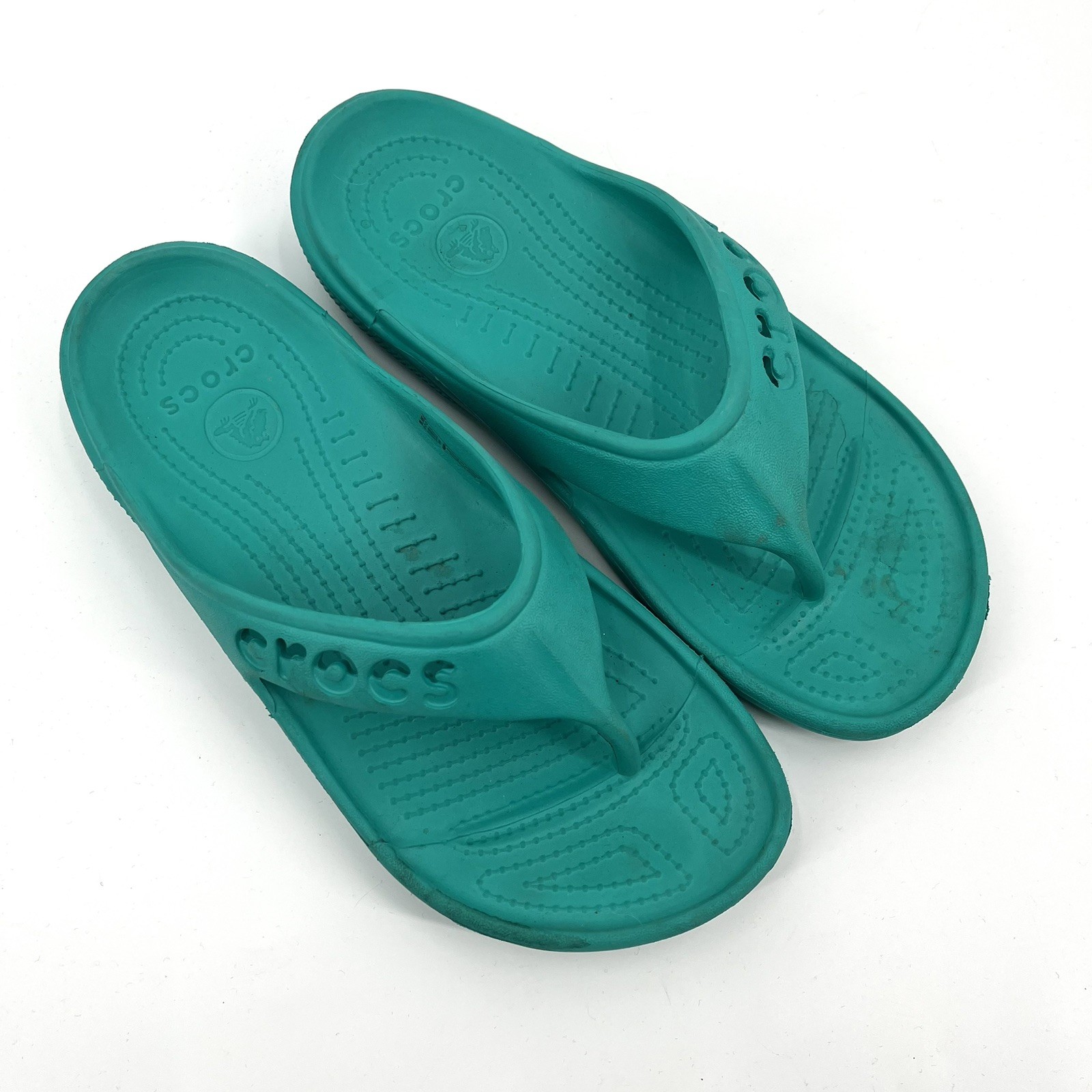 CROCS Baya Flip Flop 8 Women Teal Turquoise Thong Sandal Slip On Blue Green Shoe