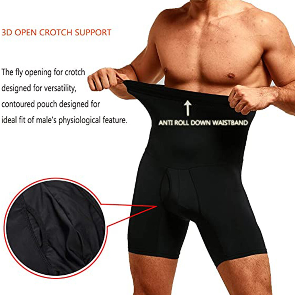 Men Compression Hi-Waist Boxer Shorts Tummy Slimming Body Shaper Girdle Pants