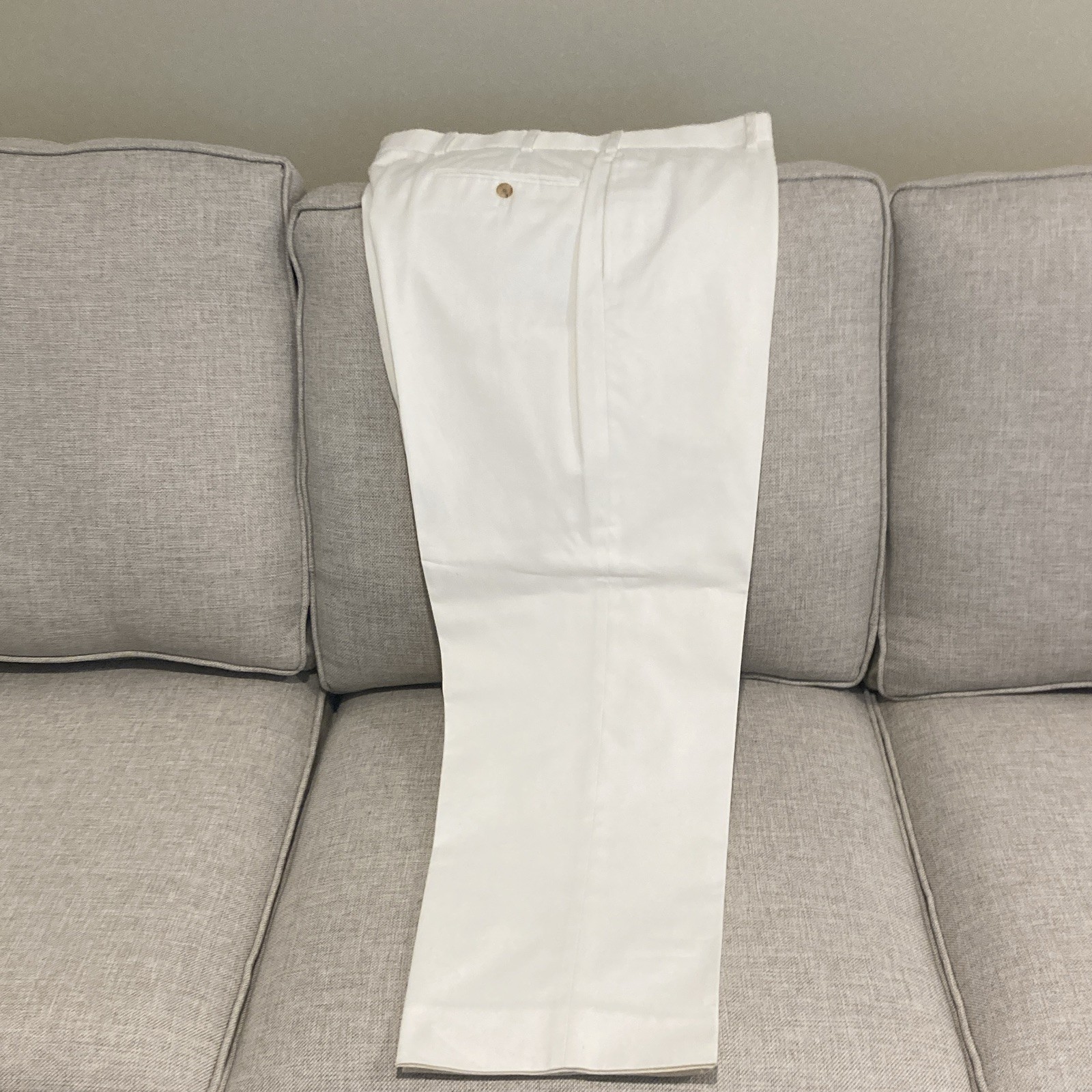 Brooks Brothers Men’s White Cotton Solid Chino Pants Flat Front 36W