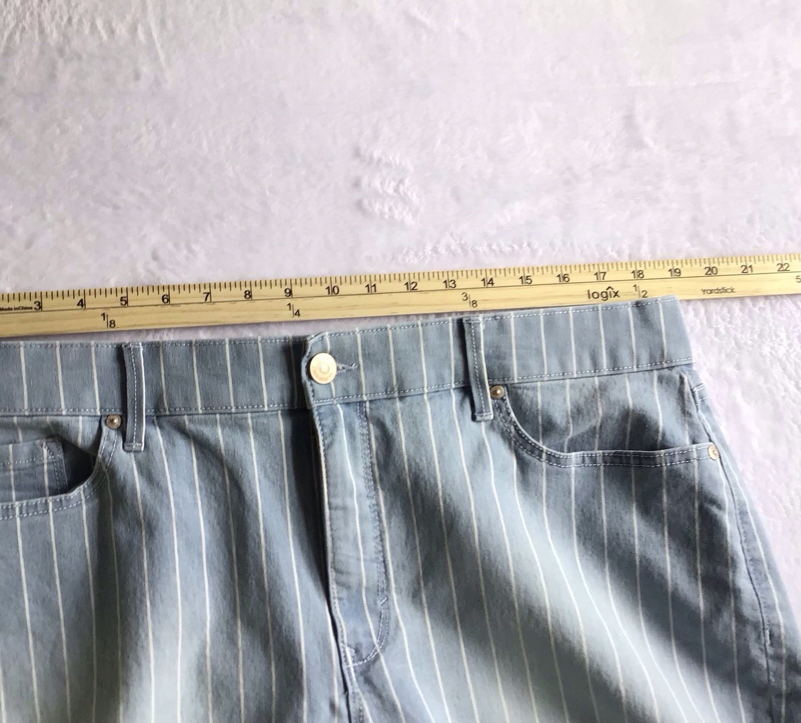 Gloria Vanderbilt Skinny Capri Jeans Womens 18 Mid-Rise Stripe Stretch