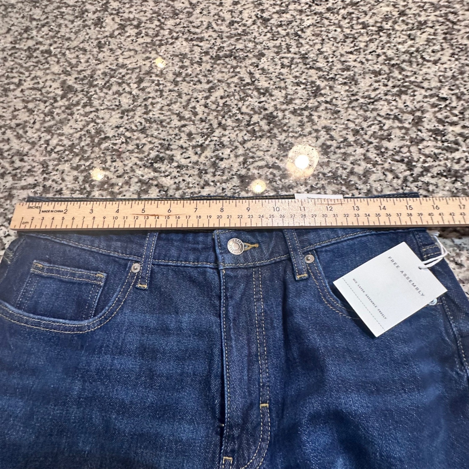 NWT Free Assembly Women Dark Indigo Wash Released Hem Wide Leg Jeans Size 8