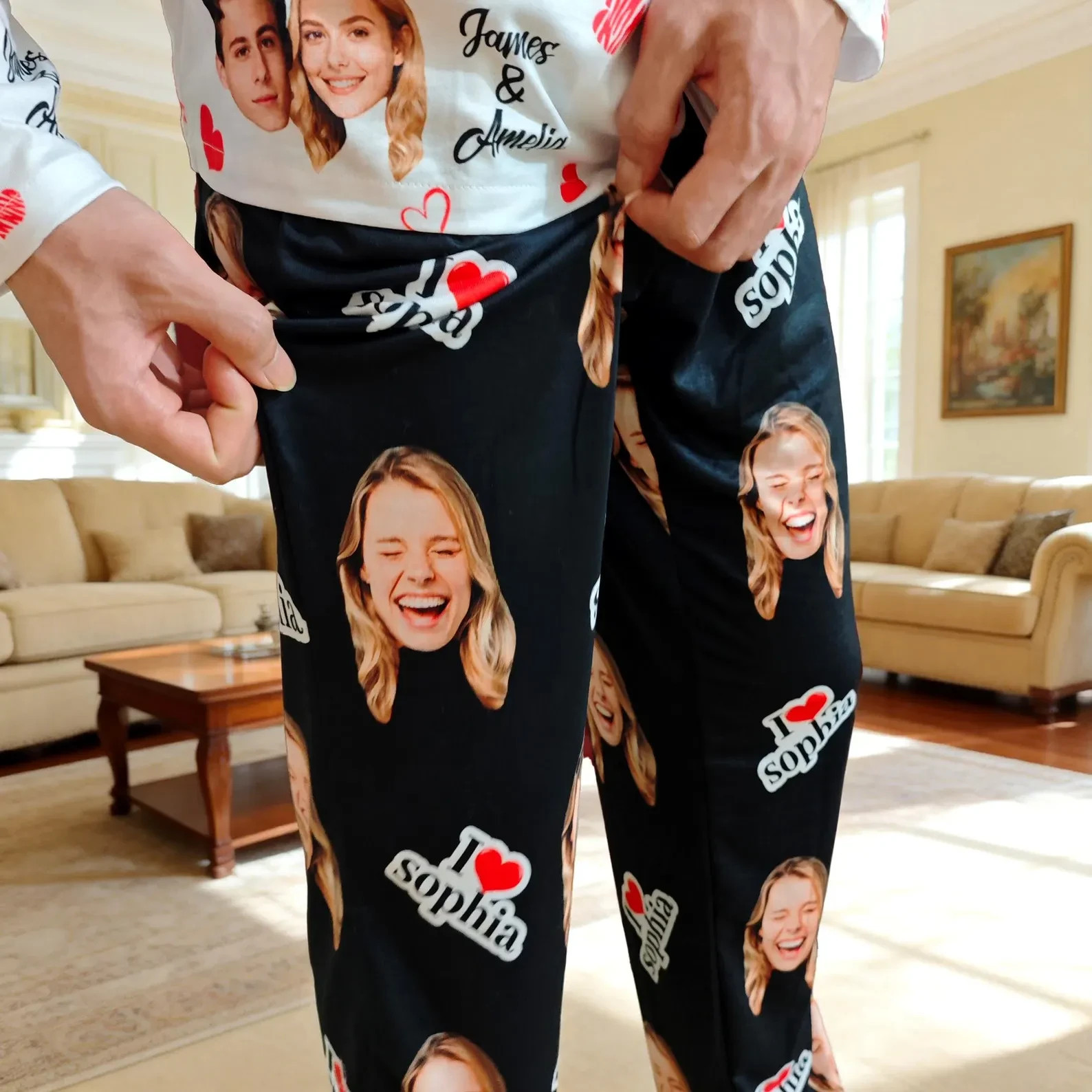 Custom Face Pajama Pants, Personalized Photo Gift for Him, Her & Couples