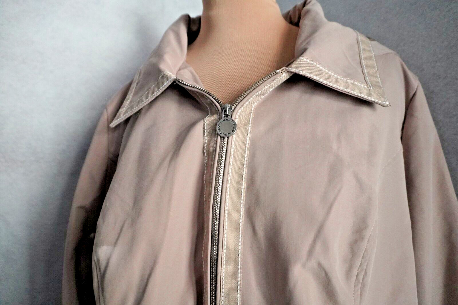 Dennis Basso Beige Zipper Front Hood Lined Water-Resistant Coat size 2X