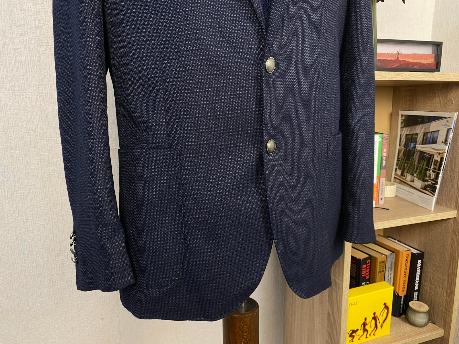 Linea Sartoriale Dark Blue Wool Cashmere Half Lined Silk Italian Blazer 42 EU 52