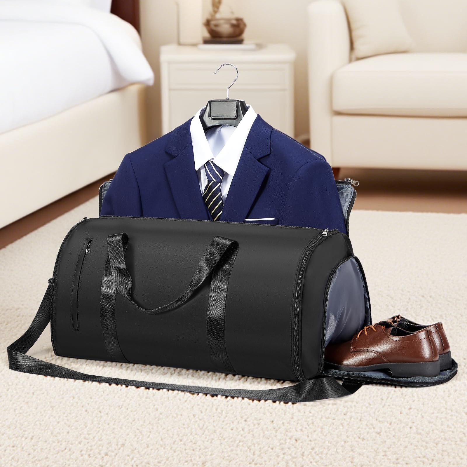 Convertible Garment Bags for Travel Carry On Bag For Men Women Black