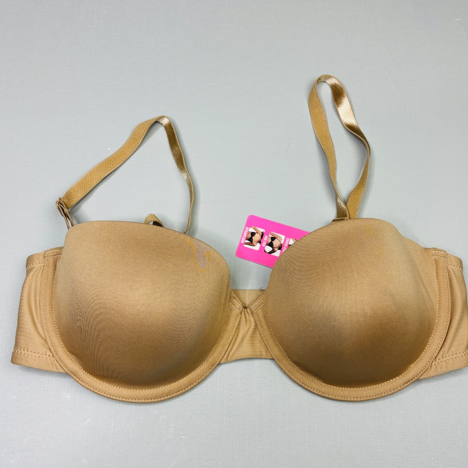 Maidenform Strapless Bra 36C Tan Nude Lightly Lined Underwire Multiway Straps