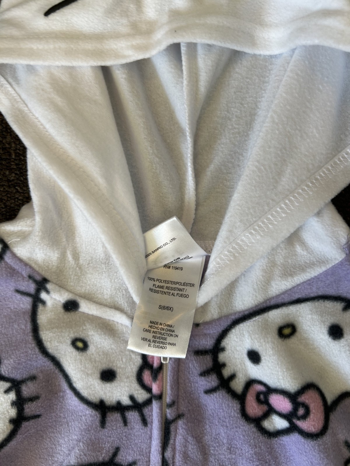 NWT Hello Kitty Hooded Costume Print Fleece Pajama Sleeper Size S (6/6x)