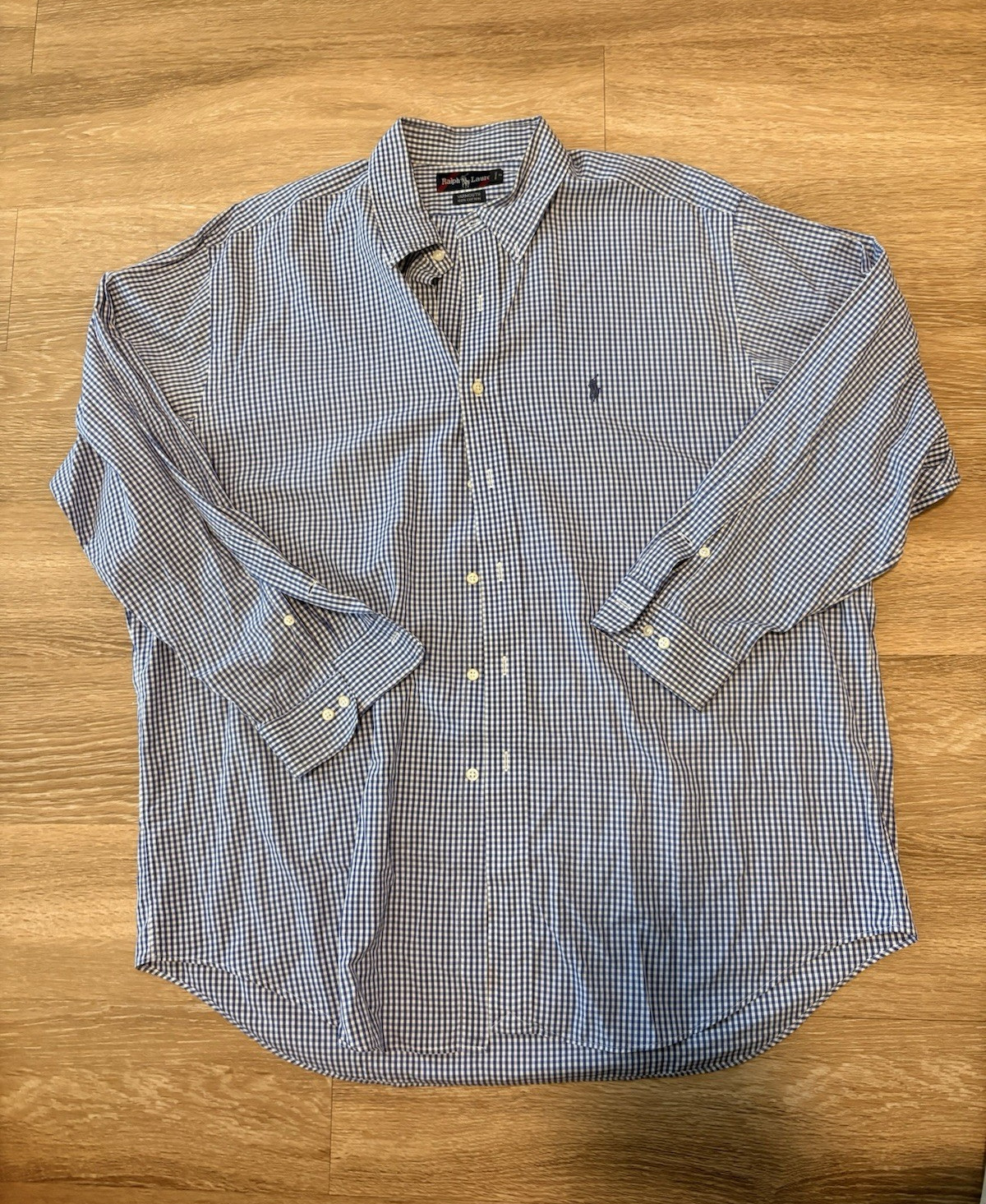 Ralph Lauren Yarmouth Classic Fit Blue/White Check L/S Button-Down 17 1/2 34/35