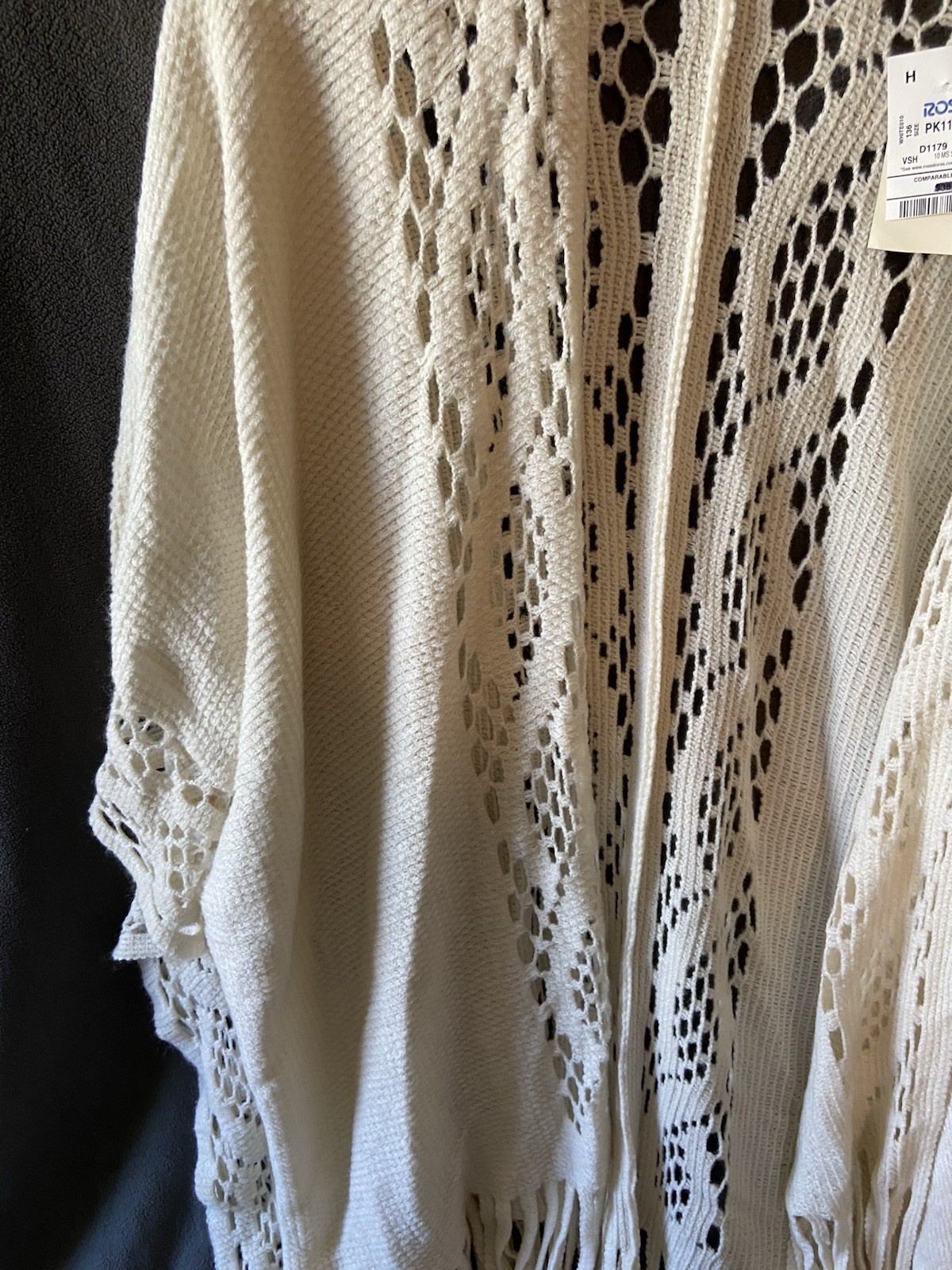 Max Edition Sweater ONE Size Ivory Knit Cardigan Kimono Fringe NWT Boho Hippie