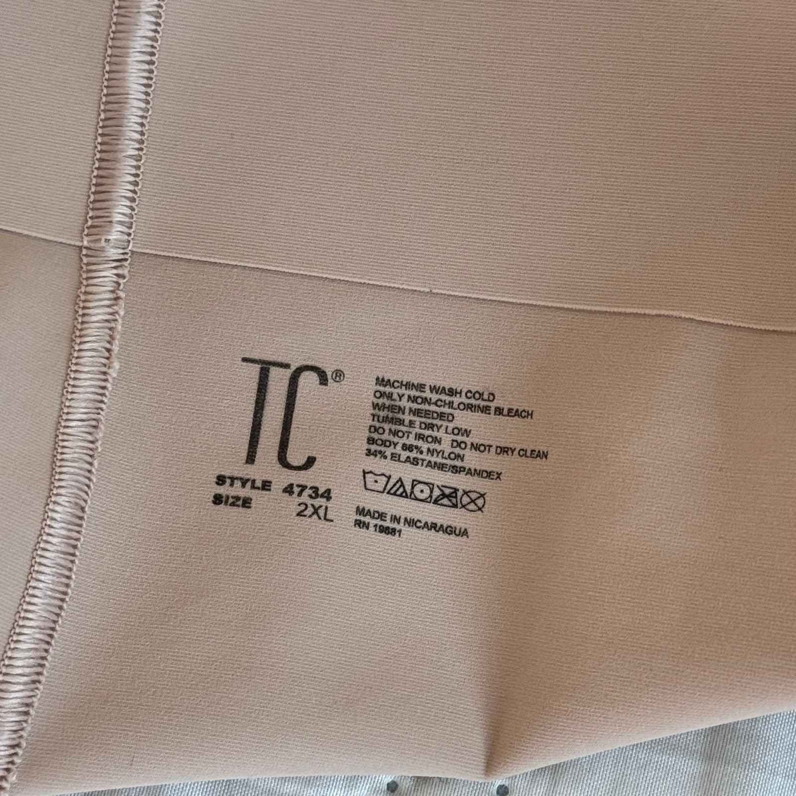 NWT TC Fine Intimates Extra Firm Control High Waist Thong Shapewear 2XL Beige