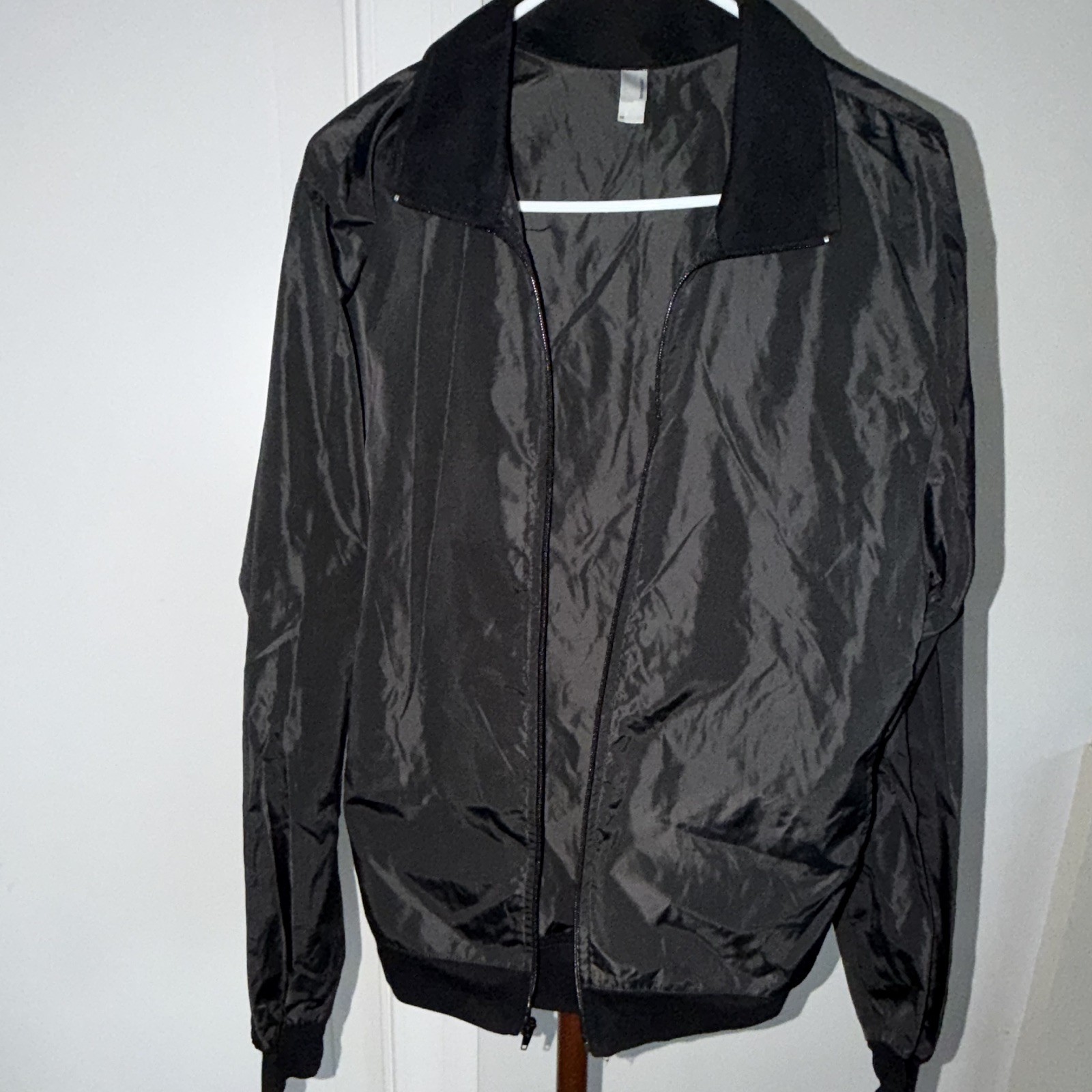 American Apparel Black Full Zip Bomber Jacket Men’s M Regular Fit Solid
