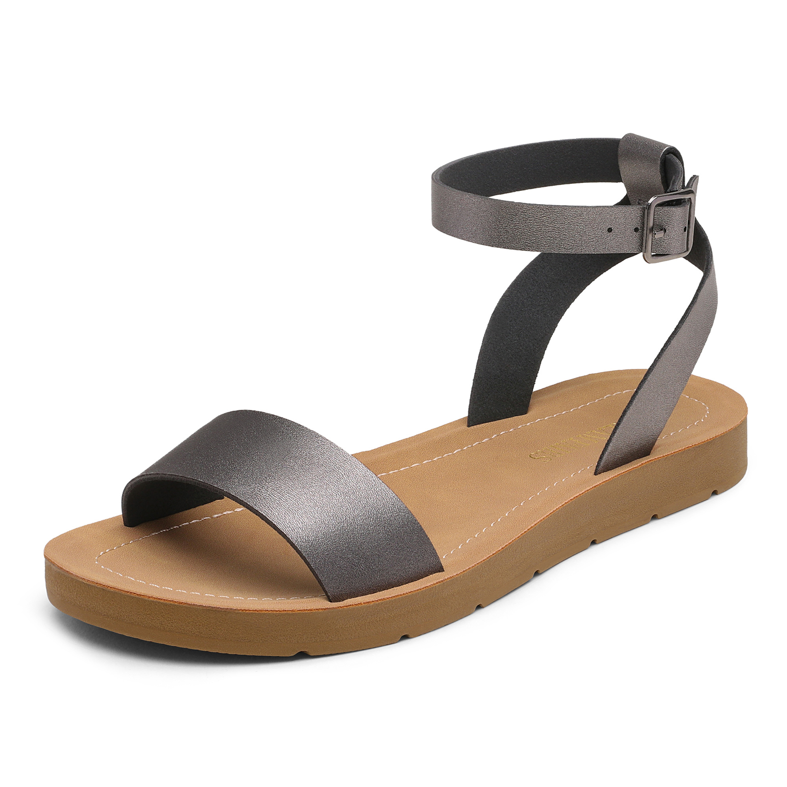 Women Walking Sandals Ankle Strap Open Toes One Band Summer Flat Sandals