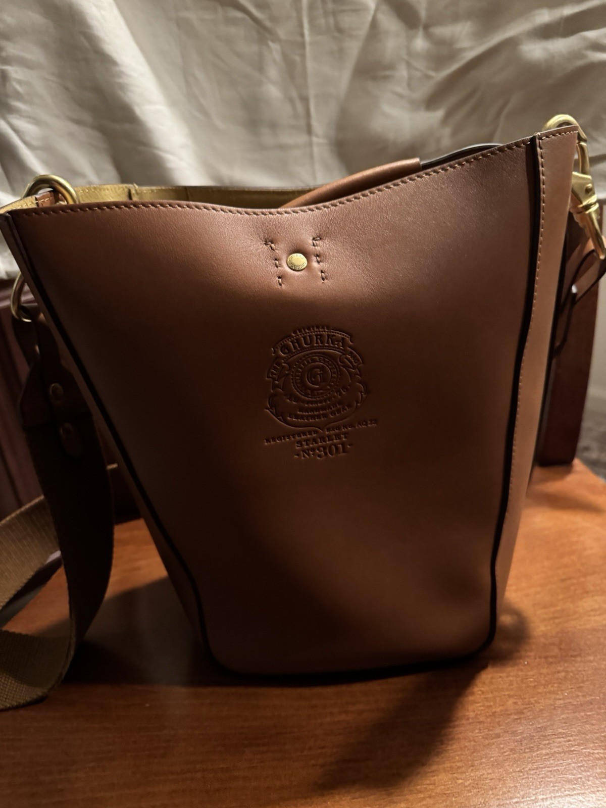 Ghurka No. 302 the Starling Leather Tote Bucket Shopper Bag, Made in Italy
