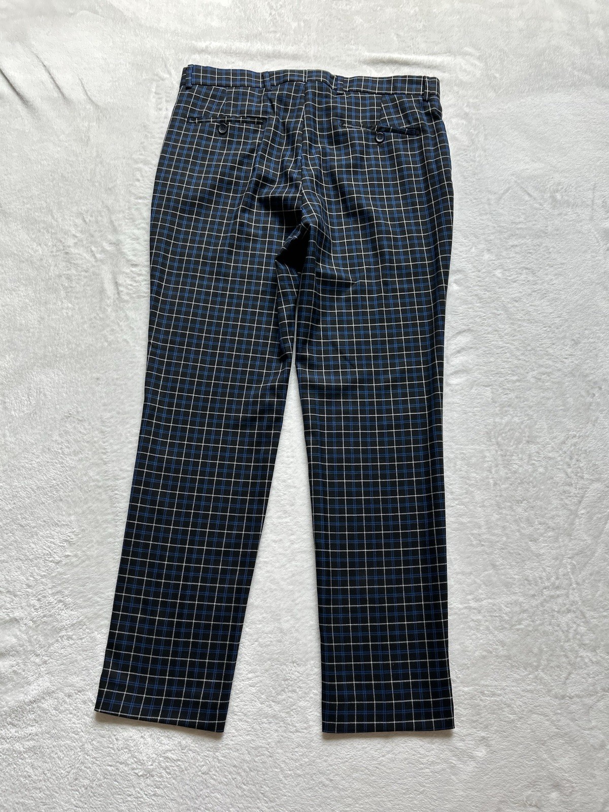 Man BoohooMan Pockets Skinny Navy Check Suit Trouser Pants Size 32