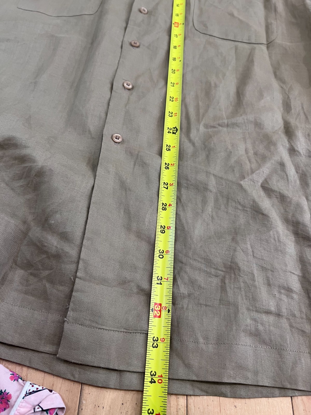 Linea Uomo Men’s 2XLT Tall Brown 100% Ramie Short Sleeve Button Down Camp Shirt