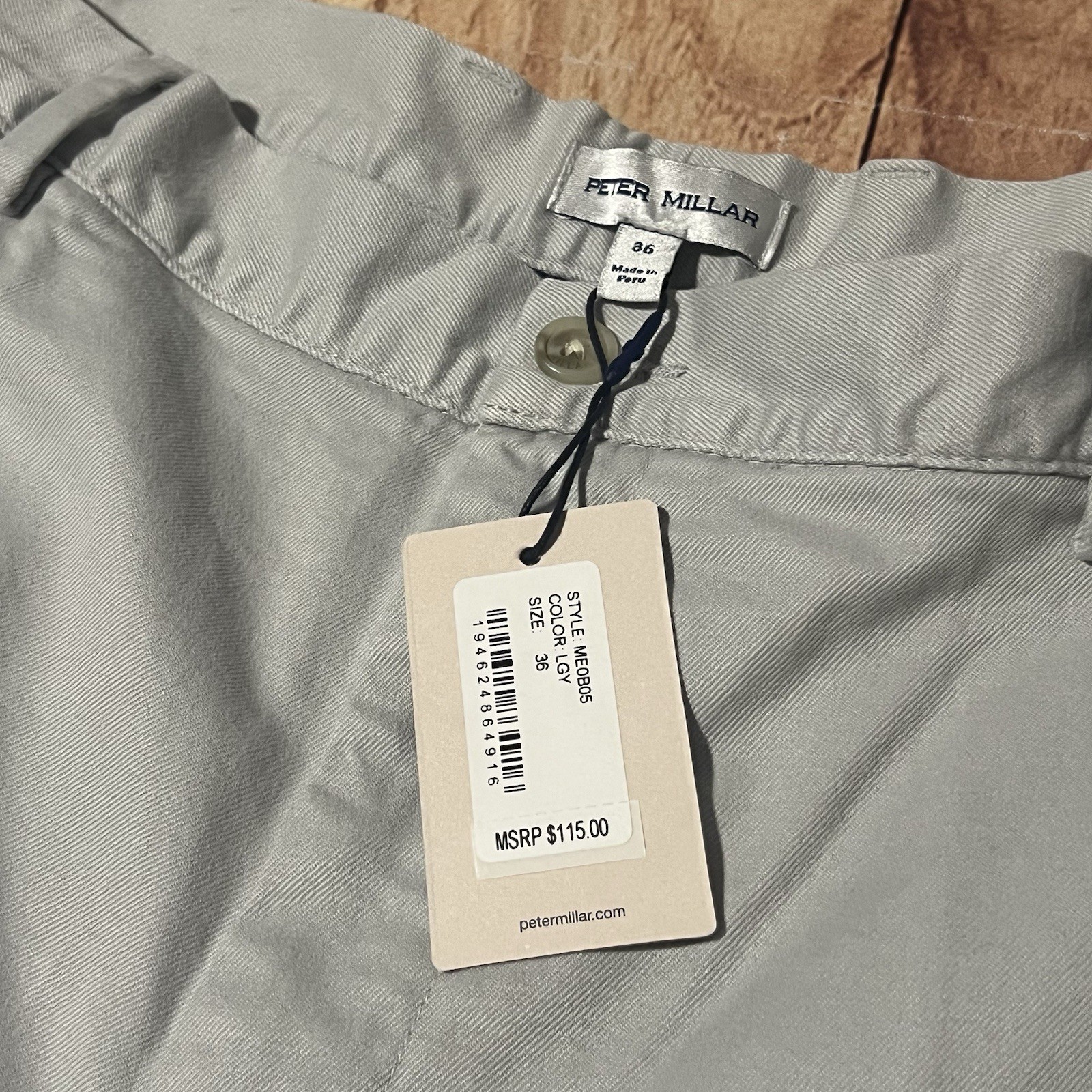 Peter Millar Gray Pilot Twill Shorts Sz 36 ME0B05 NWT $115