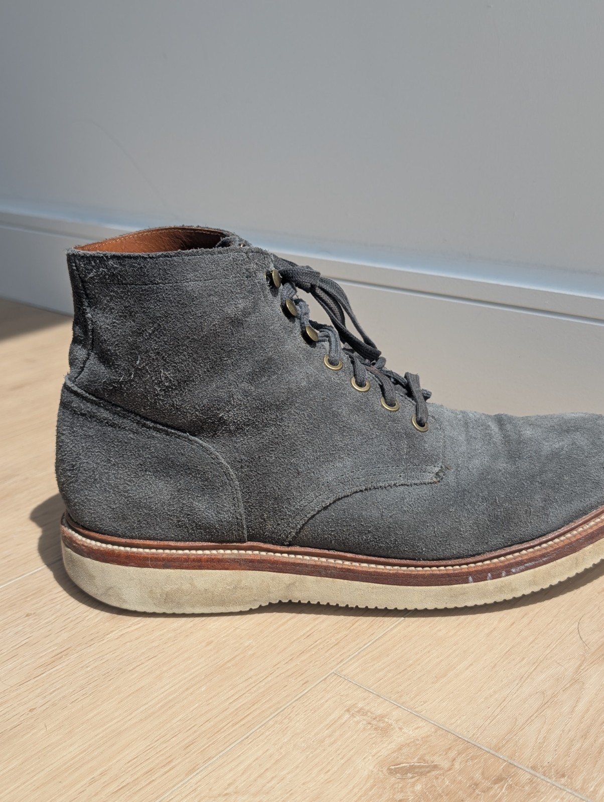 Grant Stone Blue Storm Suede Diesel Boots Lace-Up Vibram Sole Men 11.5D