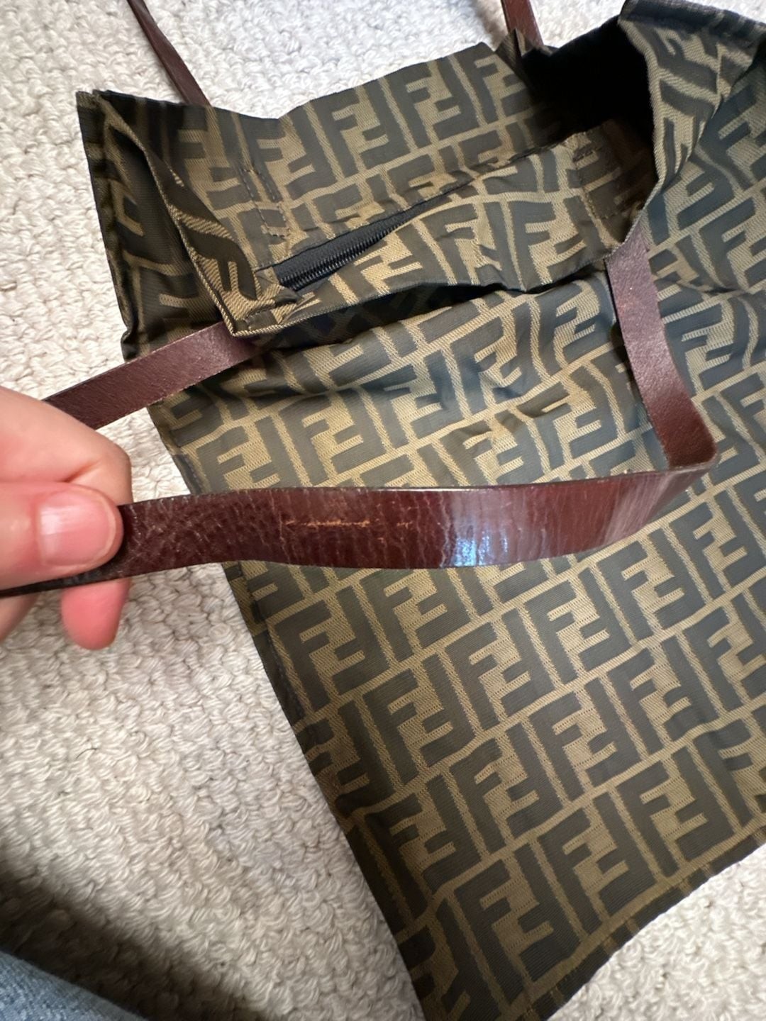 Fendi Vintage Zucca FF Logo Canvas Vertical Tote Bag