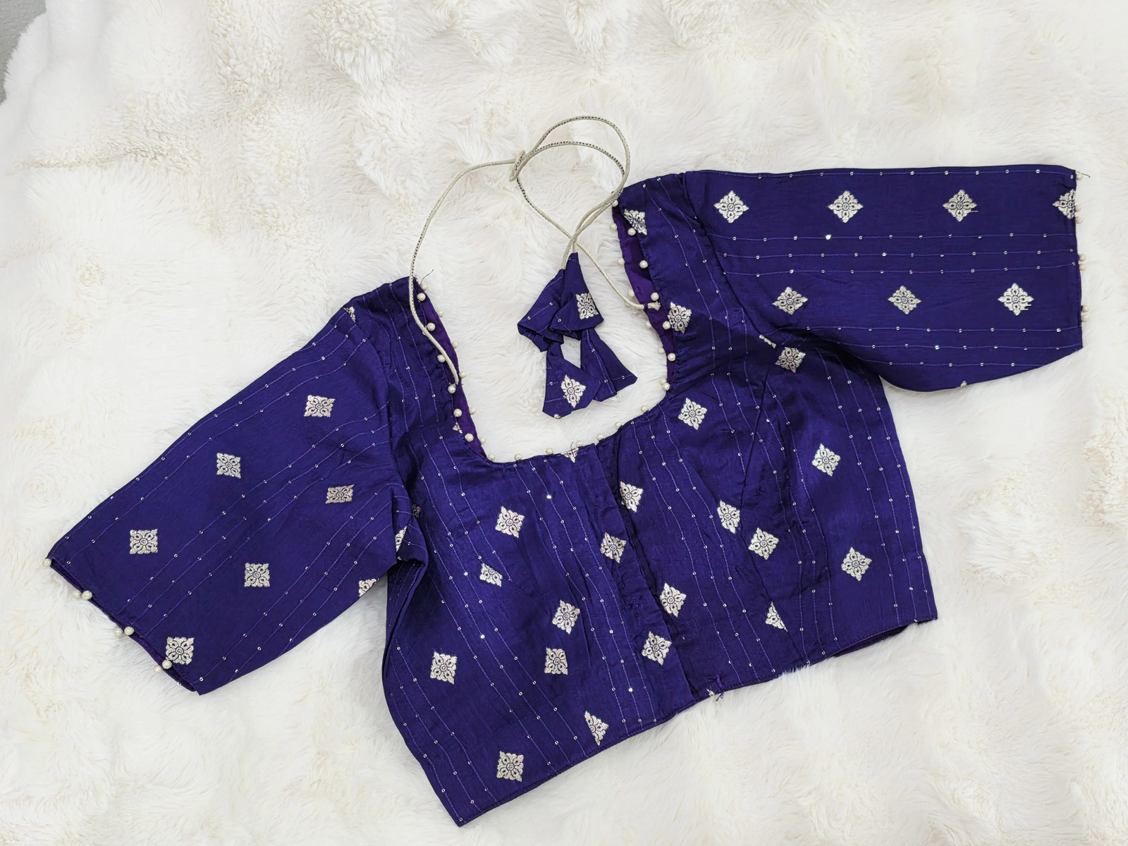 Royal Indigo Purple Munga Benarasi Silk Designer Blouse