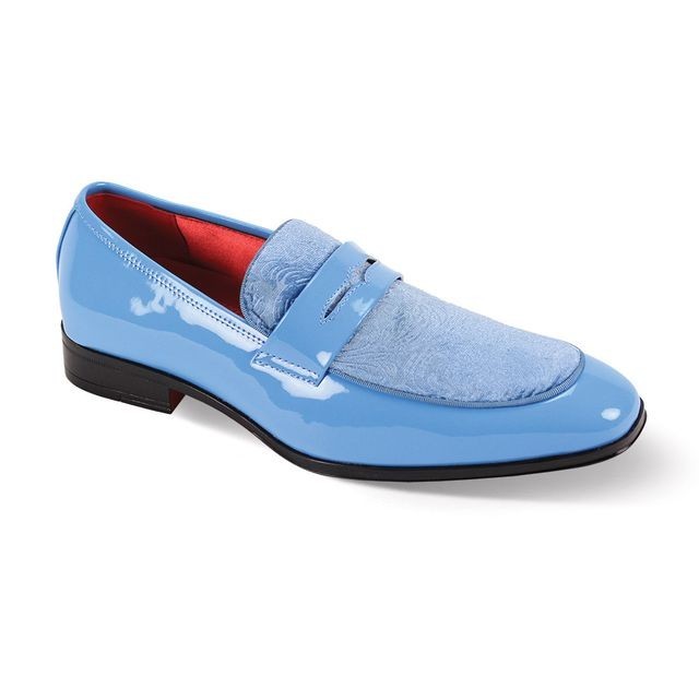 Mens Sky Blue Embossed Velvet Patent Leather Dress Shoes After Midnight 7048