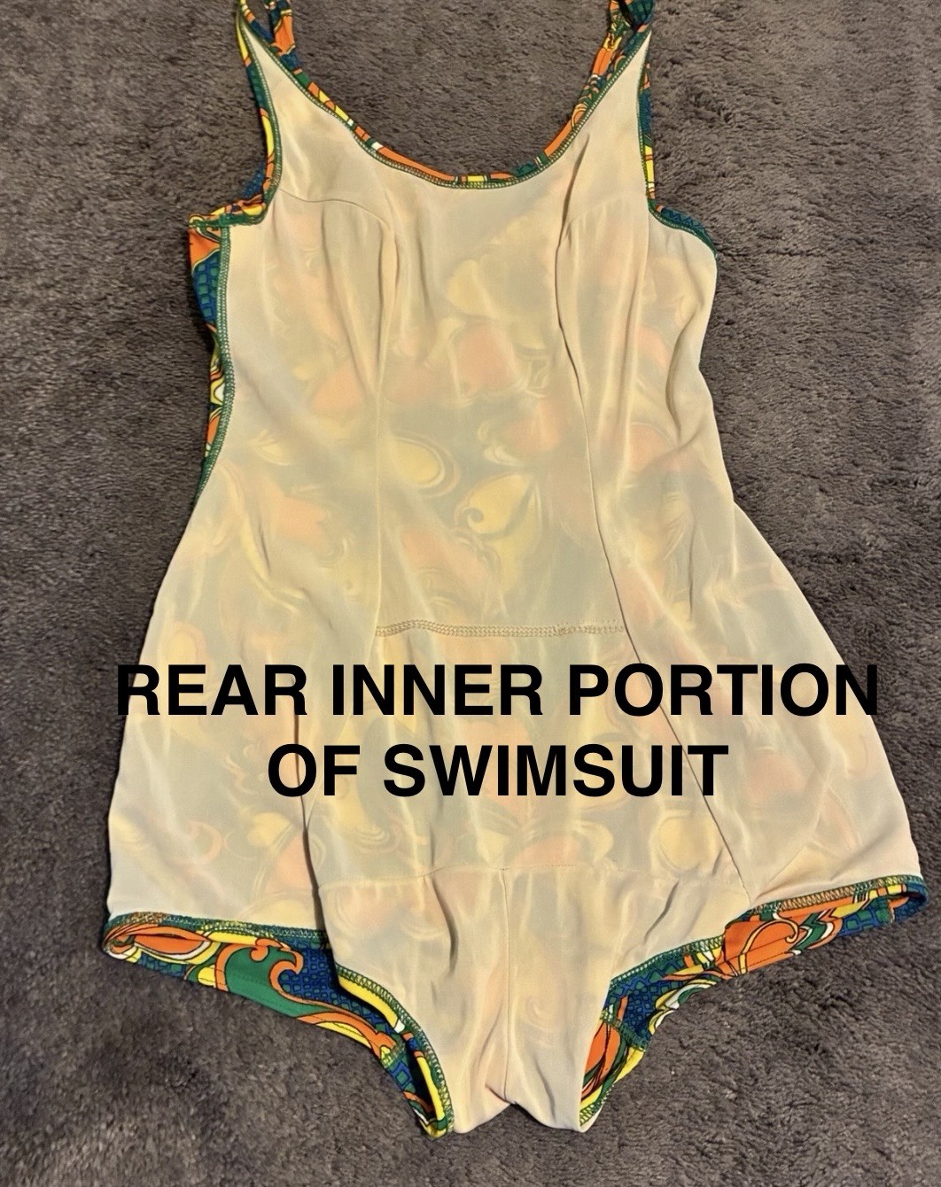 Vintage 1960’s Dolfin Corp. Bathing Suit Swimsuit Romper Mod Paisley Swirl SZ S