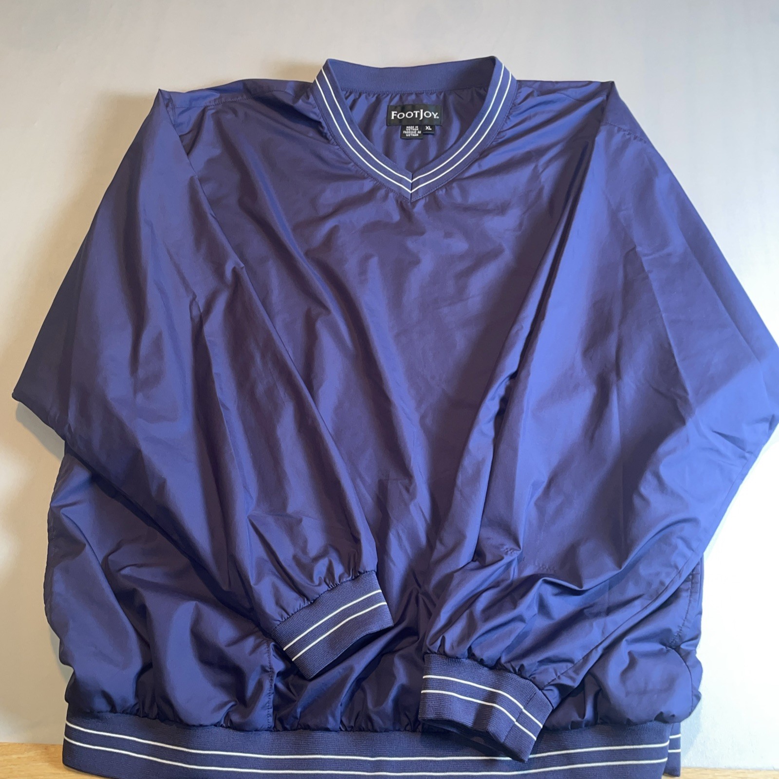 FootJoy FJ Windbreaker Jacket Blue Pullover V Neck Men’s XL Long Sleeve Rain