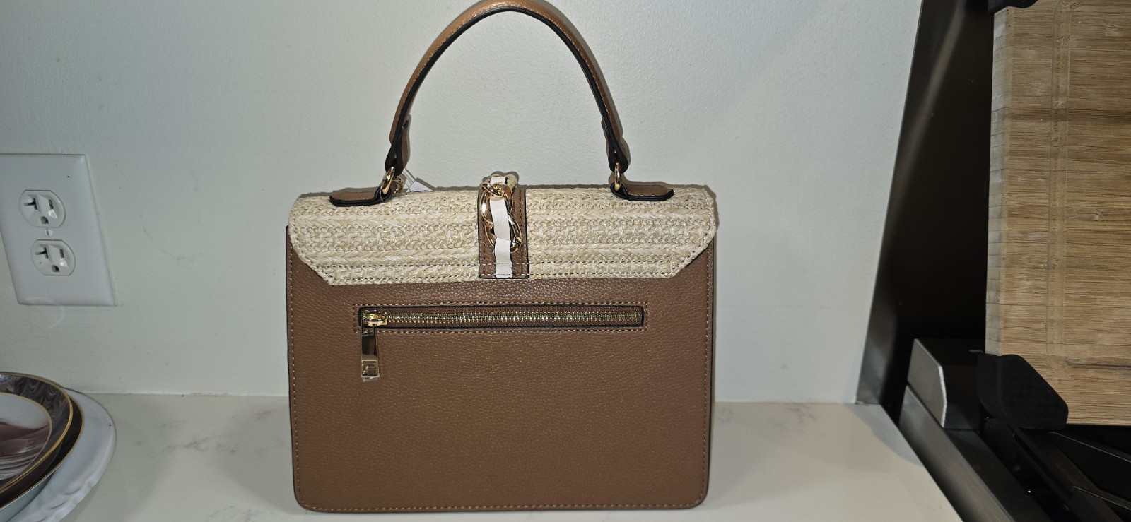 NEW Aldo Straw Satchel Bag, Boho, Top Handle Crossbody Bag with Wallet