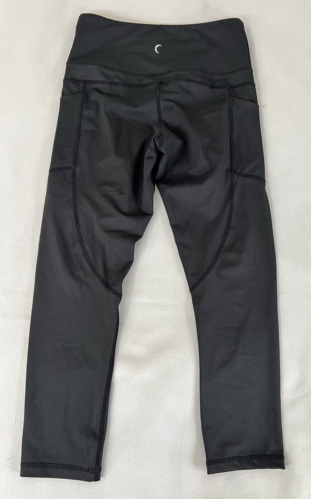 Zyia Active Womens Size Medium Biack Cropped Side Pockets Leggings Logo