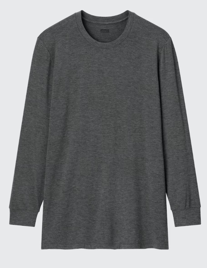 Men HEATTECH Crew Neck Long Sleeve T-Shirt UNIQLO Heat-generating material
