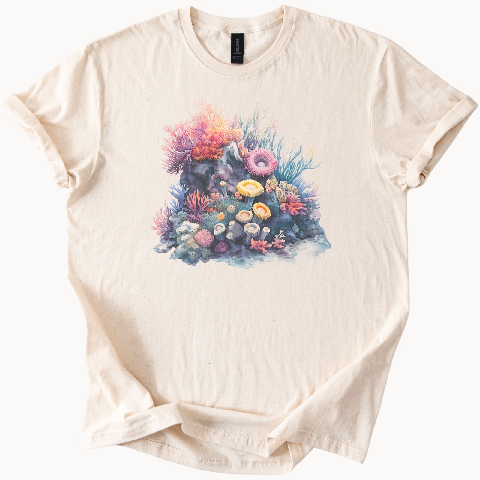 Vibrant Coral Reef Ocean Life T-Shirt Sea Anemone Marine Aquarium Tee