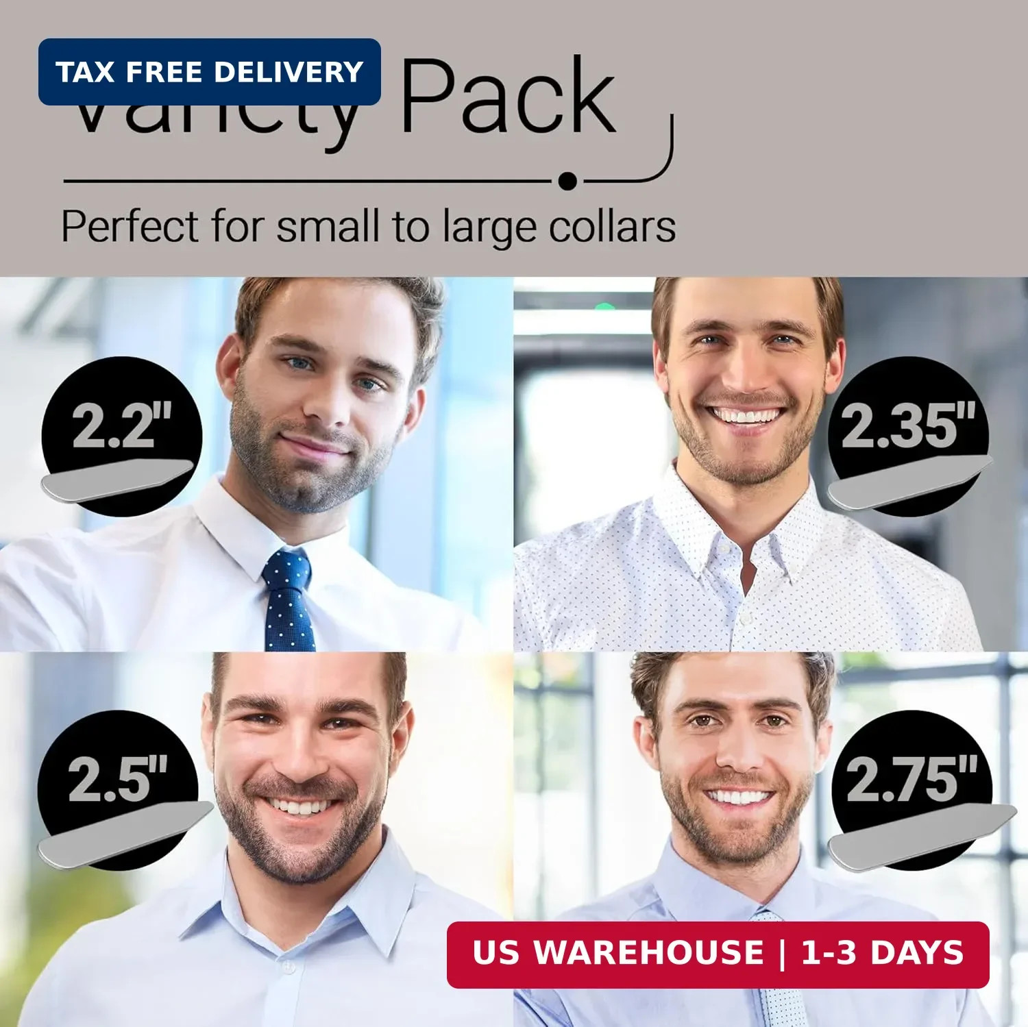 Collar Stays – 56-Piece Set in 4 Sizes with Precision Case – Gift for Sharp-Dres