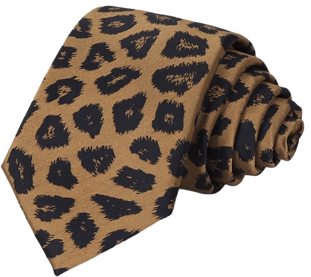 Leopard Print Tie Mens Fashion Novelty Necktie Animal Print Neck Tie 4″ Wide