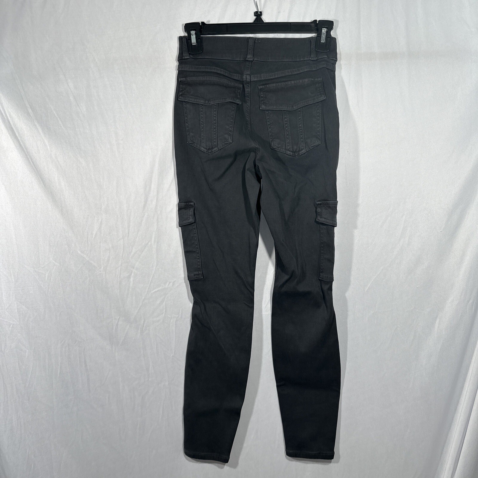 NEW $128 Spanx [ SP Small-Petite ] Twill Ankle Cargo Pants Washed Black #T1775