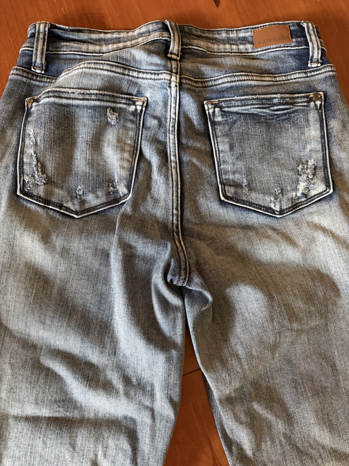 Judy Blue Medium Wash High Rise Boyfriend Stretch Distressed Button Fly Jeans