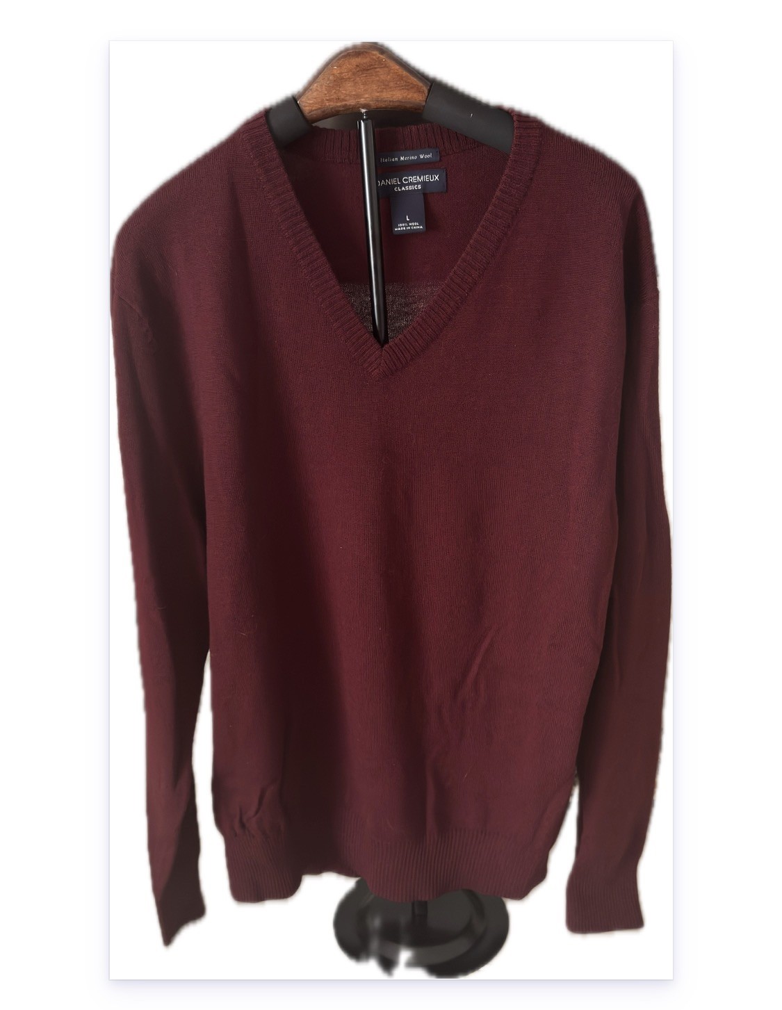 Daniel Cremieux Signature Collection Men’s V-Neck Sweater L 100% Merino Wool