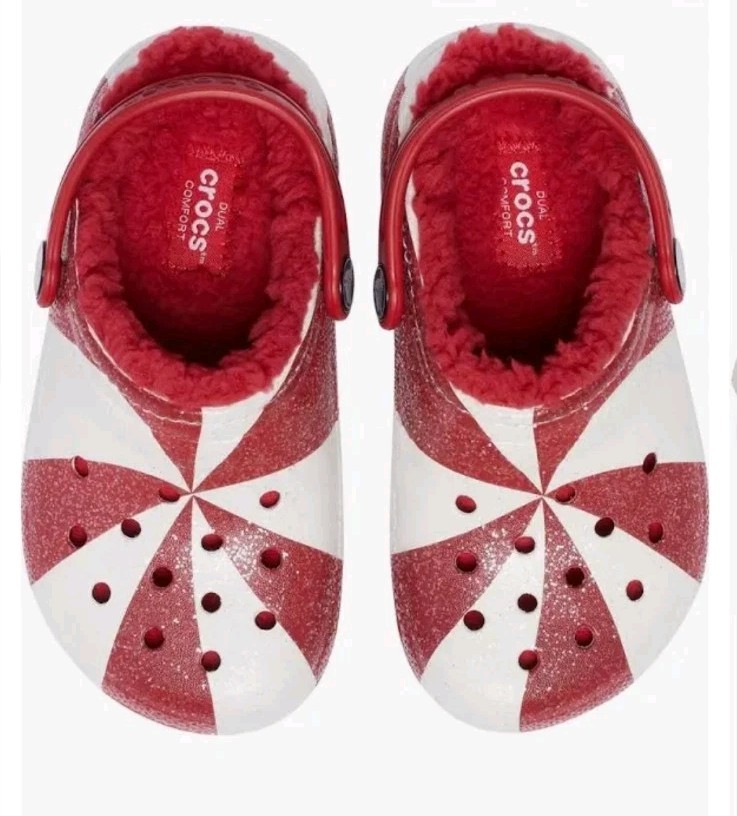 Crocs 209299-119 Classic Lined Holiday Clogs Unisex Kids Size C8 NEW WITH TAGS