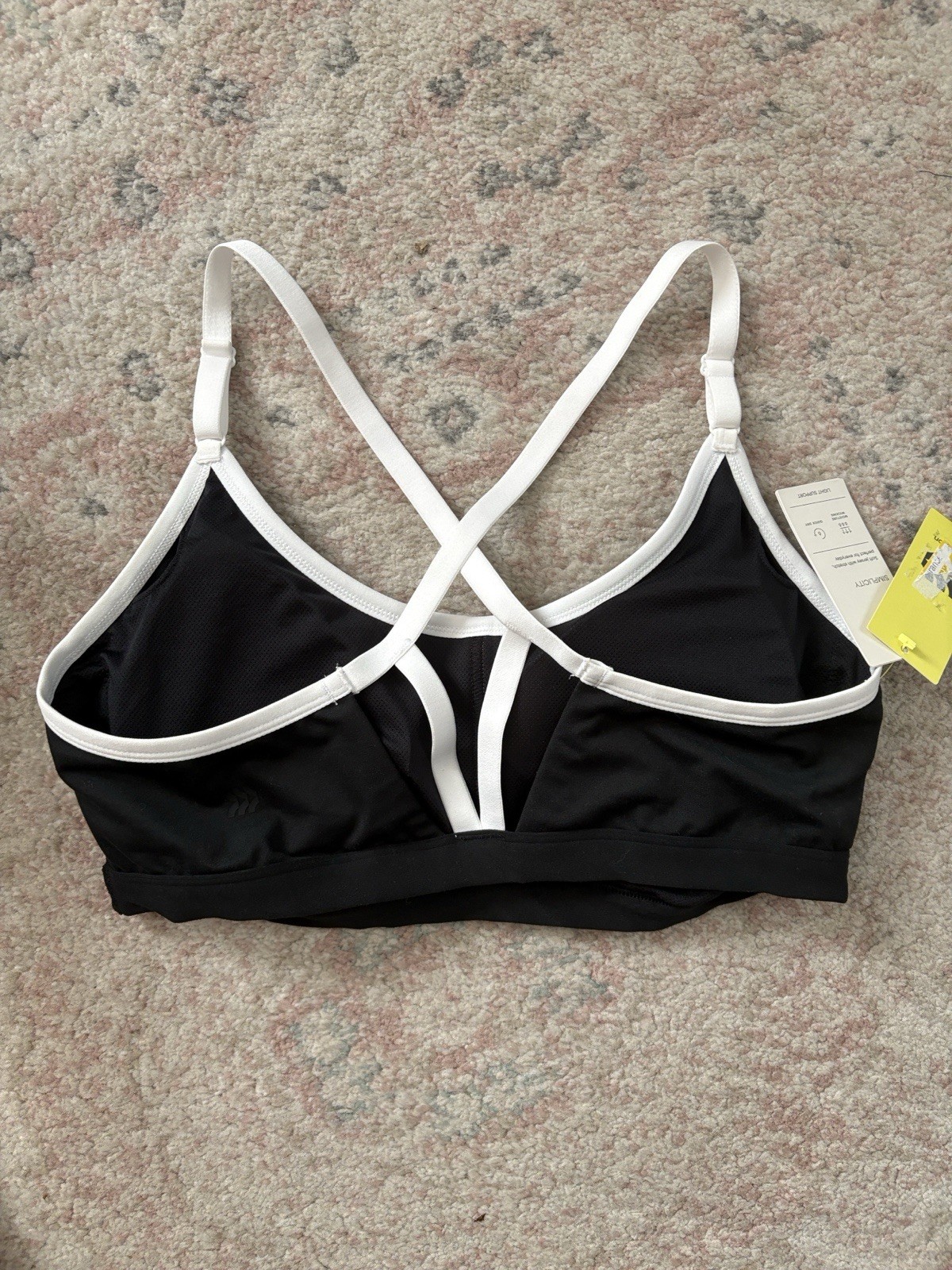 All in Motion Simplicity Light Support Crossback Sports Bra XL Black/White