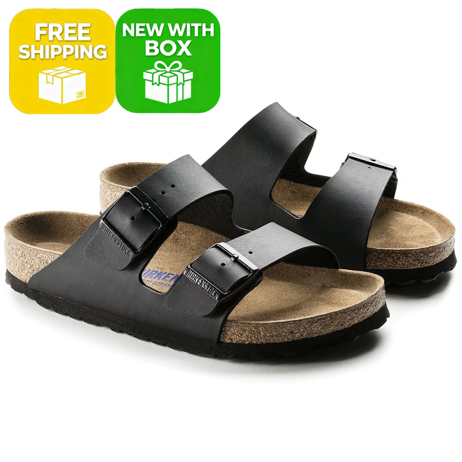 NWB Birkenstock Arizona Birko-Flor Soft Footbed Unisex Sandals All Sizes – Black