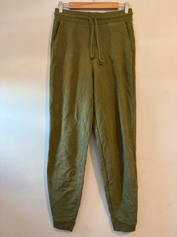 M&S Collection Khaki Joggers UK 10 Long Drawstring Cuffed Lounge Trousers