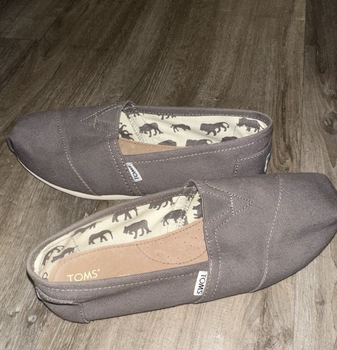 TOMS Alpargata Women’s Gray Canvas Slip-On Flats US 10 Almond Toe