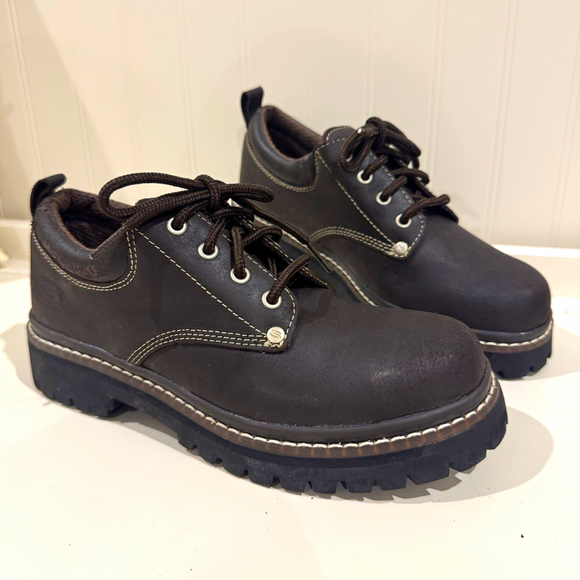 SKECHERS Women’s Chocolate Chunky Oxford Jammers 90s Y2K shoe vintage