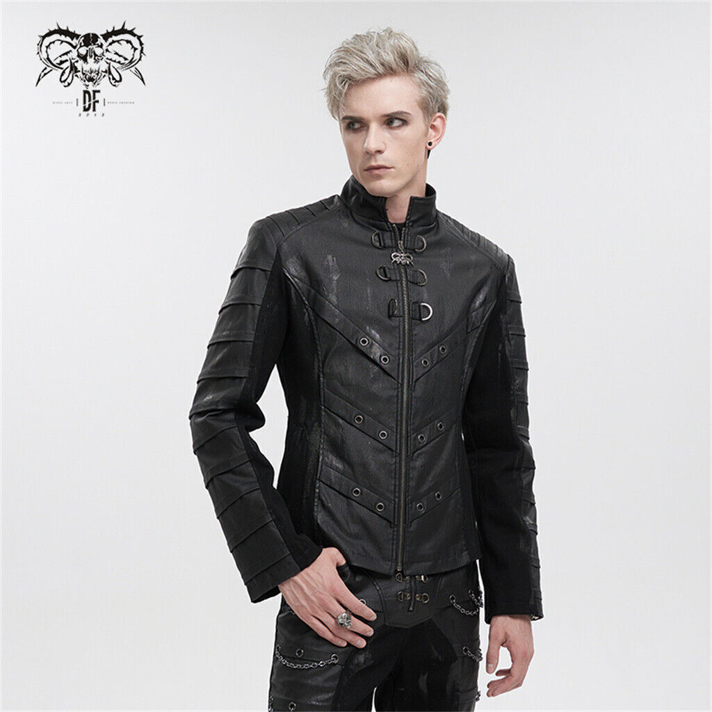 Devil Fashion Black Gothic Punk Rock Daily Wear Slim Fit Short Jacket For Men
