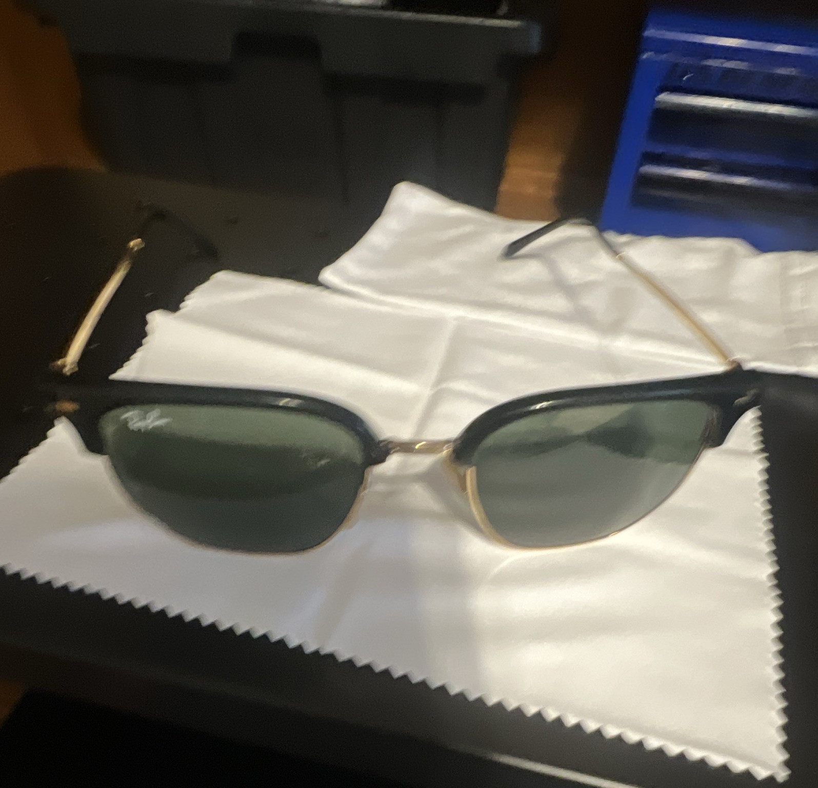 Ray-Ban RB4416 New Clubmaster Sunglasses Black Metal Frame Green Glass Lens