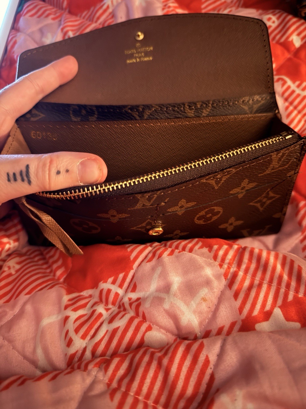 Louis Vuitton Monogram Long Flap Snap Wallet w/ Zip Coin Pocket Brown Women