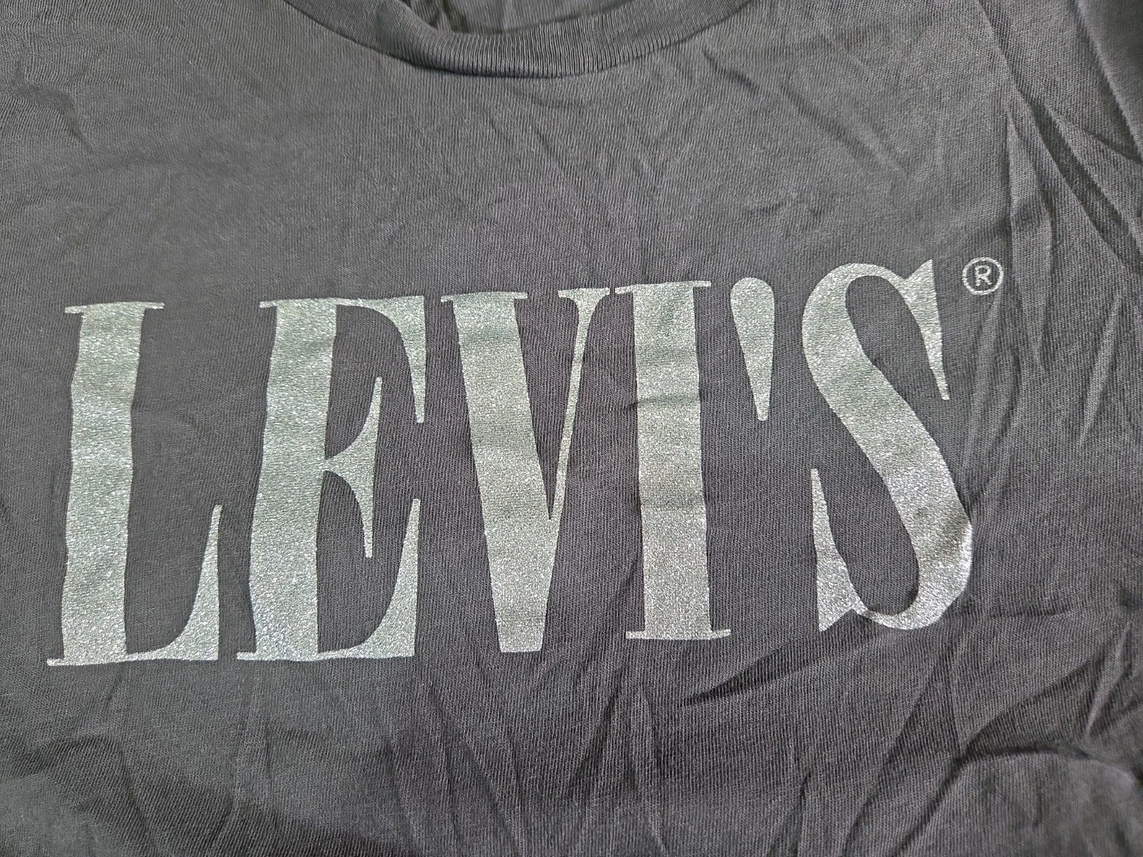 Levis Gray Sparkle Glitter Logo T-shirt Tee Womens M