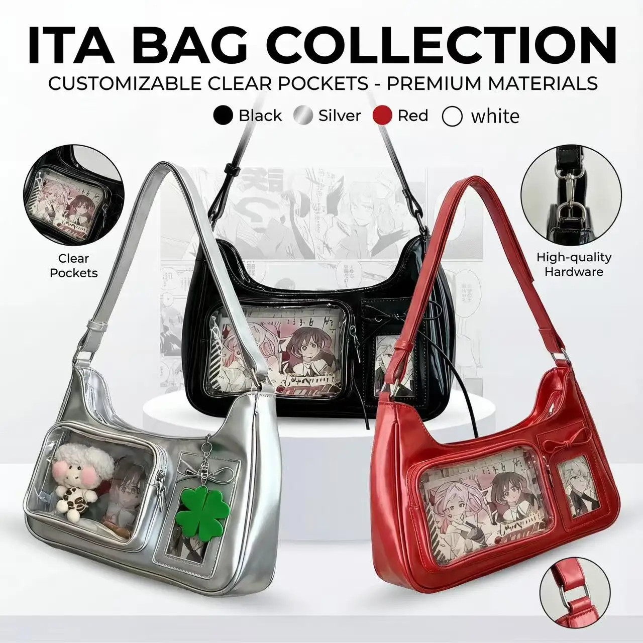 Y2k Harajuku Shoulder Bag Women Korean Transparent Ita Bag School Crossbody Bag