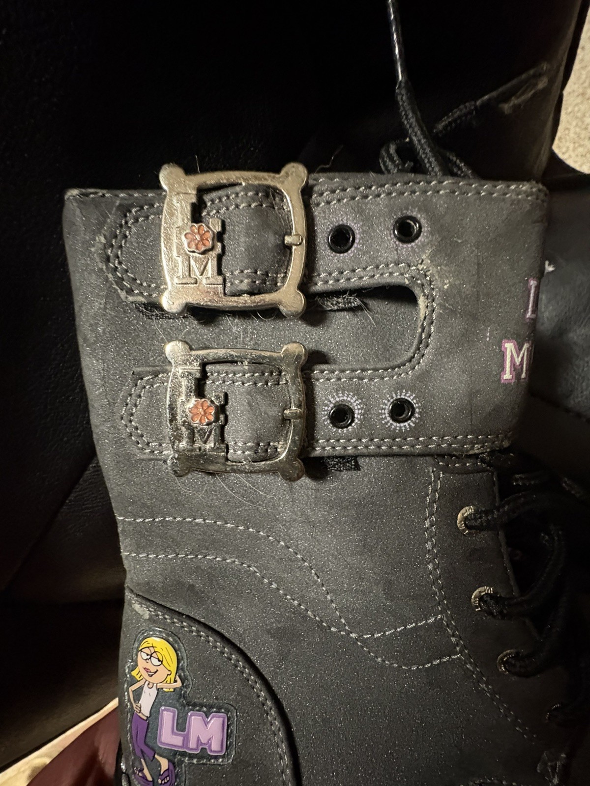 Y2K Lizzie McGuire bedazzled strap boots womens 2.5 vintage Disney Hillary duff