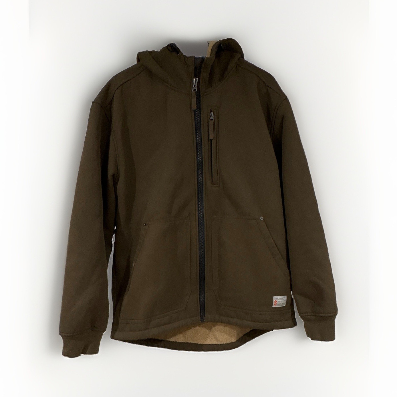 Free Country Men’s Green Hooded Full Zip Lined Softshell Jacket Size L