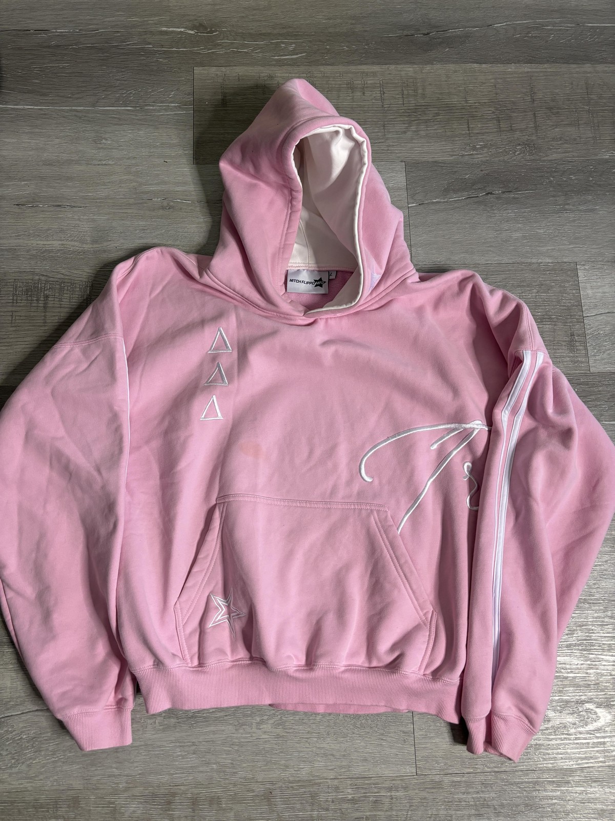Mitch Flippo MFG Hoodie Womens Large Pink Delta 1888 Greek Pullover Sweatshirt