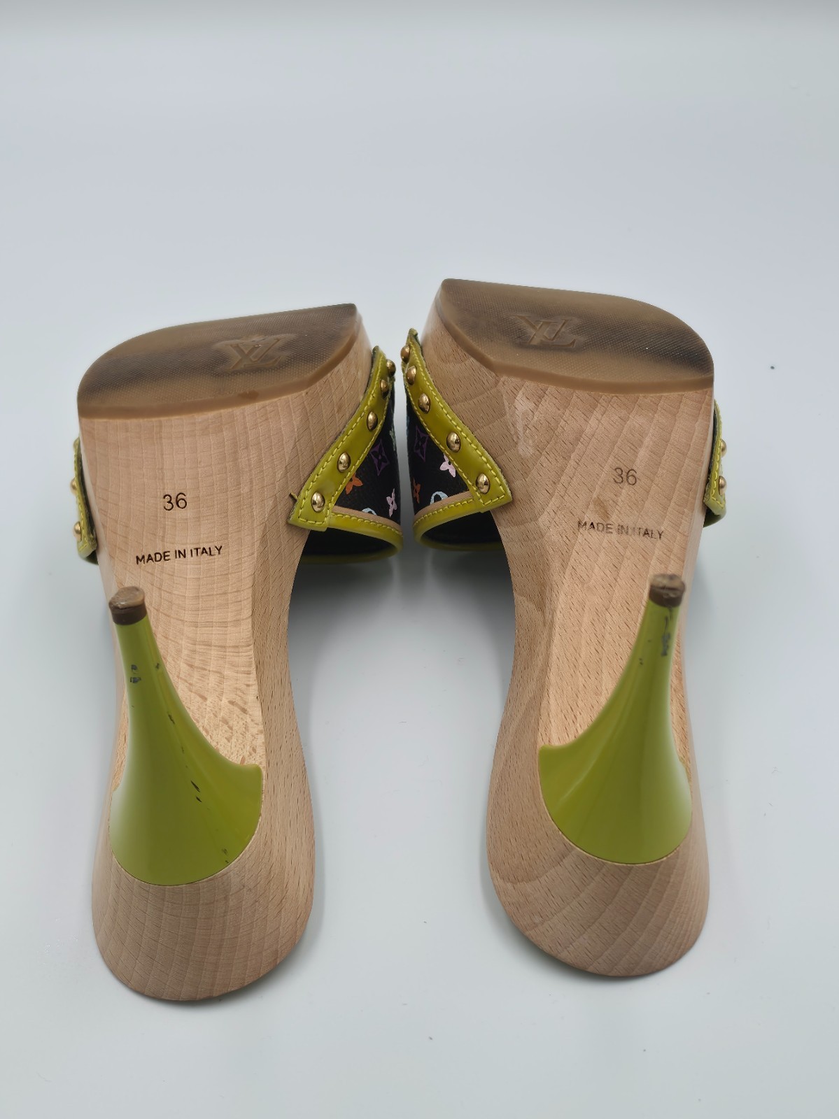 Louis Vuitton Multicolor Monogram Wood Heel Mules Women’s US 6 EU 36 Italy